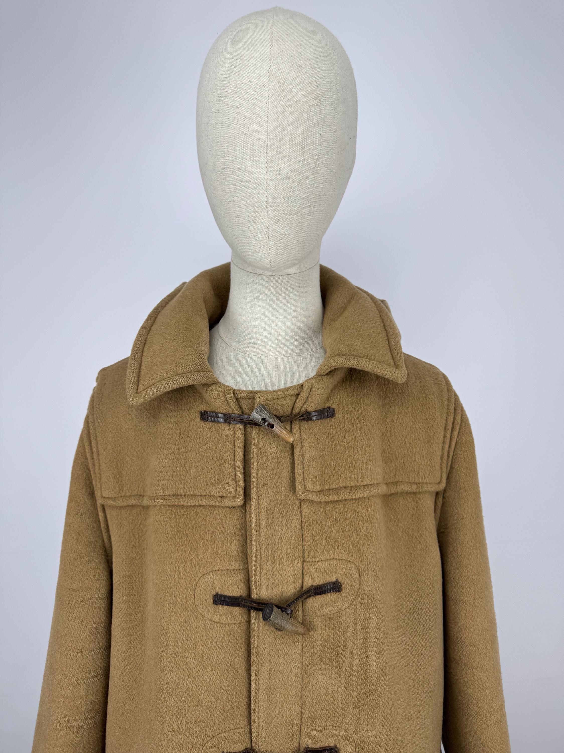 Vintage Aquascutum Camel Wool Duffle Coat Toggle Hood Made in