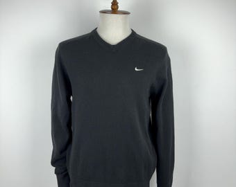 Suéter de lana vintage Nike Golf con cuello en V para hombre Talla L