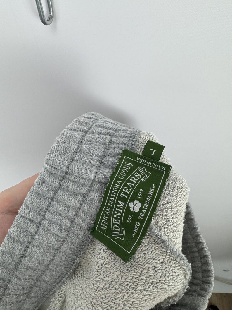 Herrkläder Denim Tears Träningsbyxor Grå Blommig Storlek L Tillverkad i USA Sällsynt bild 6