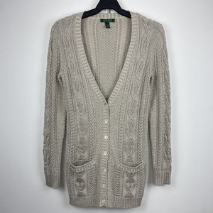 Women&#39;s Vintage Lauren Ralph Lauren Cardigan Metallic Sweater size M