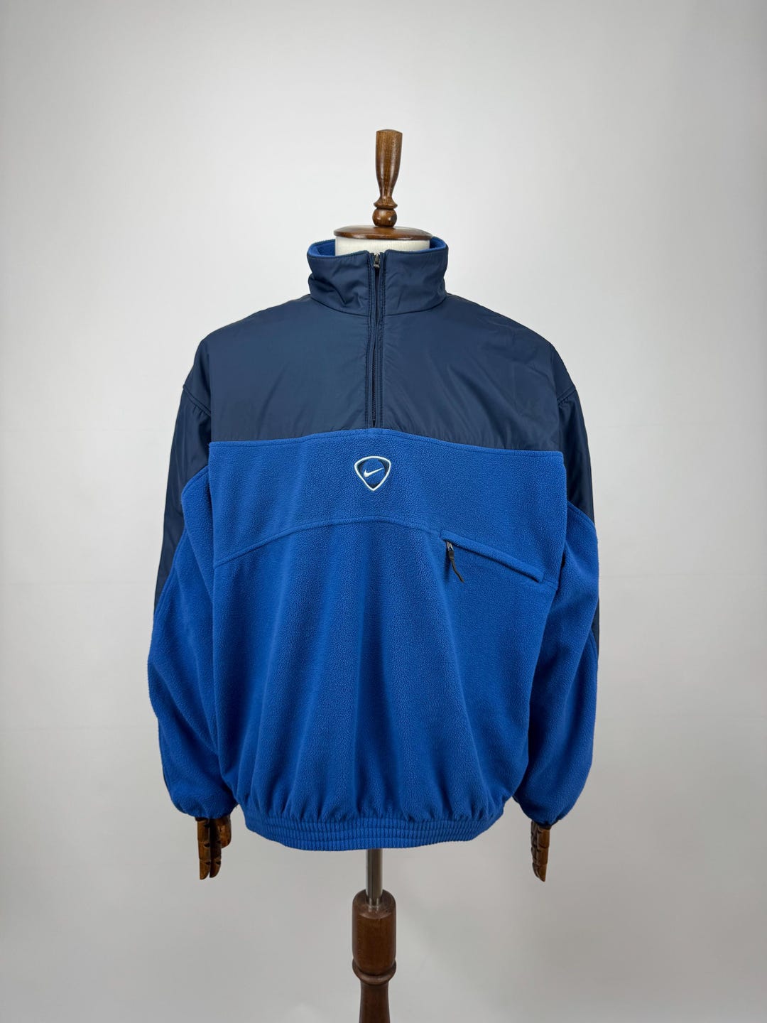 Vintage 90s 00s Nike Quarter Zip Fleece Pullover Blue Swoosh Men's