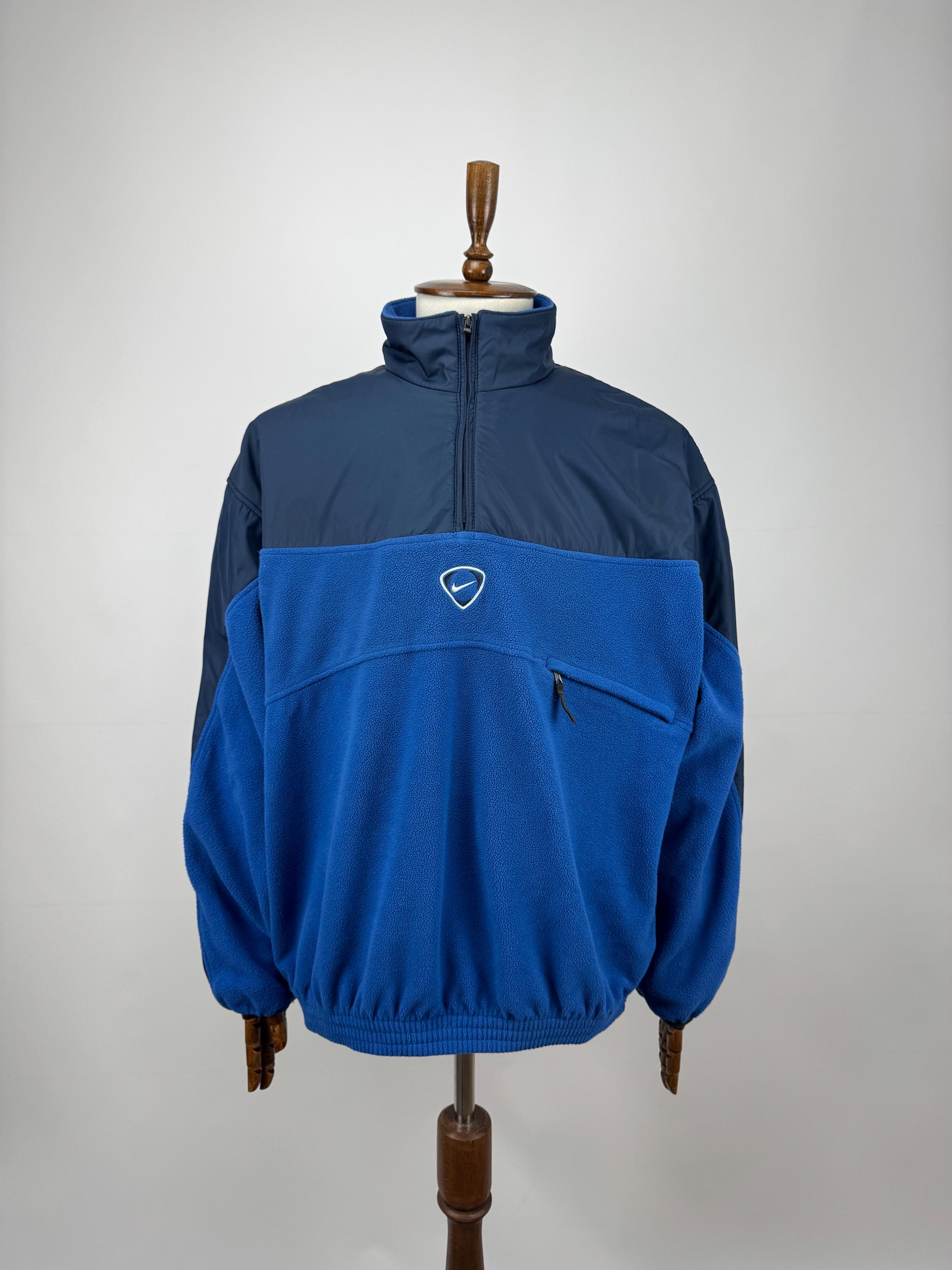 Vintage 90s 00s Nike Quarter Zip Fleece Pullover Blue Swoosh Men's