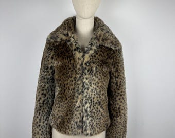 Women&#39;s Vintage Redherring Leopard Faux Fur Coat size 10