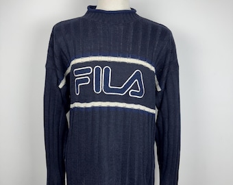 Men’s Vintage FILA Acrylic Sweater Crew Neck Pullover Retro style Jumper size M