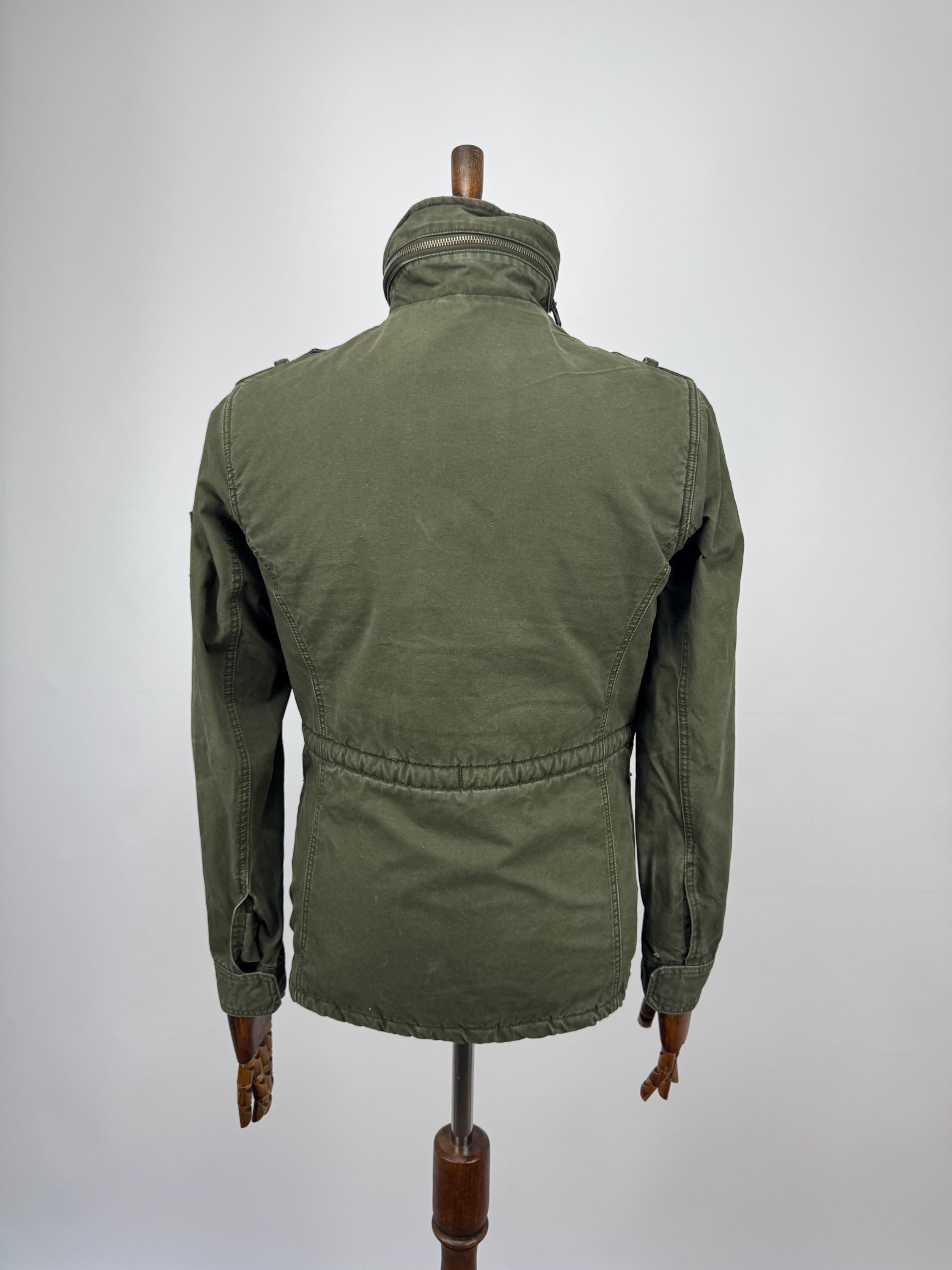 Vintage Superdry Military Jacket Fleece Lined High Collar