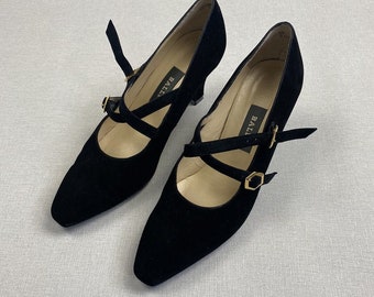 Women&#39;s Vintage Bally Suede Black Shoes size 5 1/2