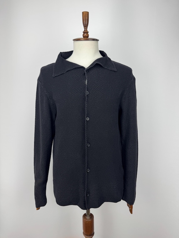 Replay, Replay Knitwear Cardigan Sweater Men’s XXL Black Button Up Textured Cotton