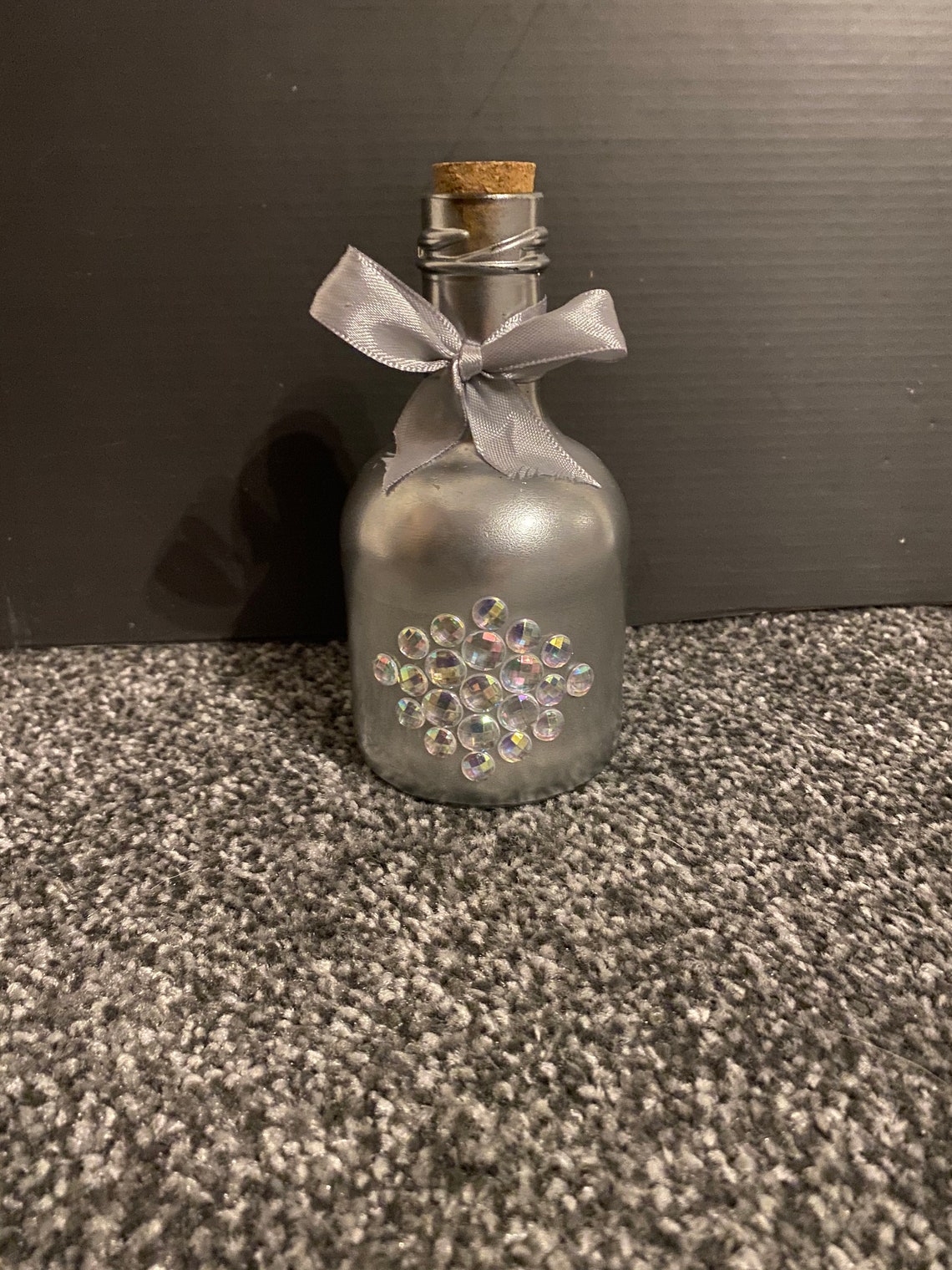 Handmade Silver Bottle Decorated with Gems and Finished with a Etsy