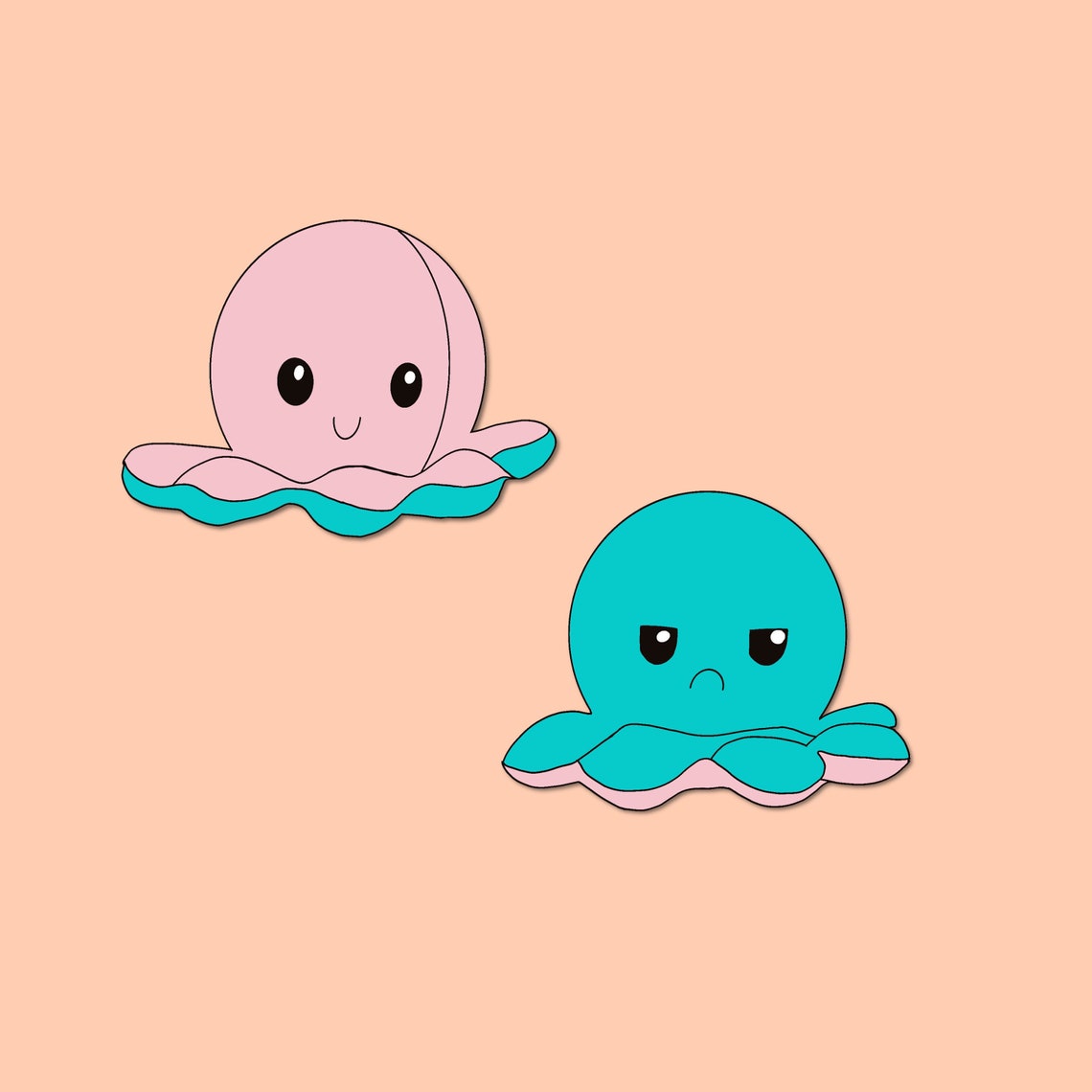 Mood octopus sticker set / mood changer sticker / octopus mood | Etsy