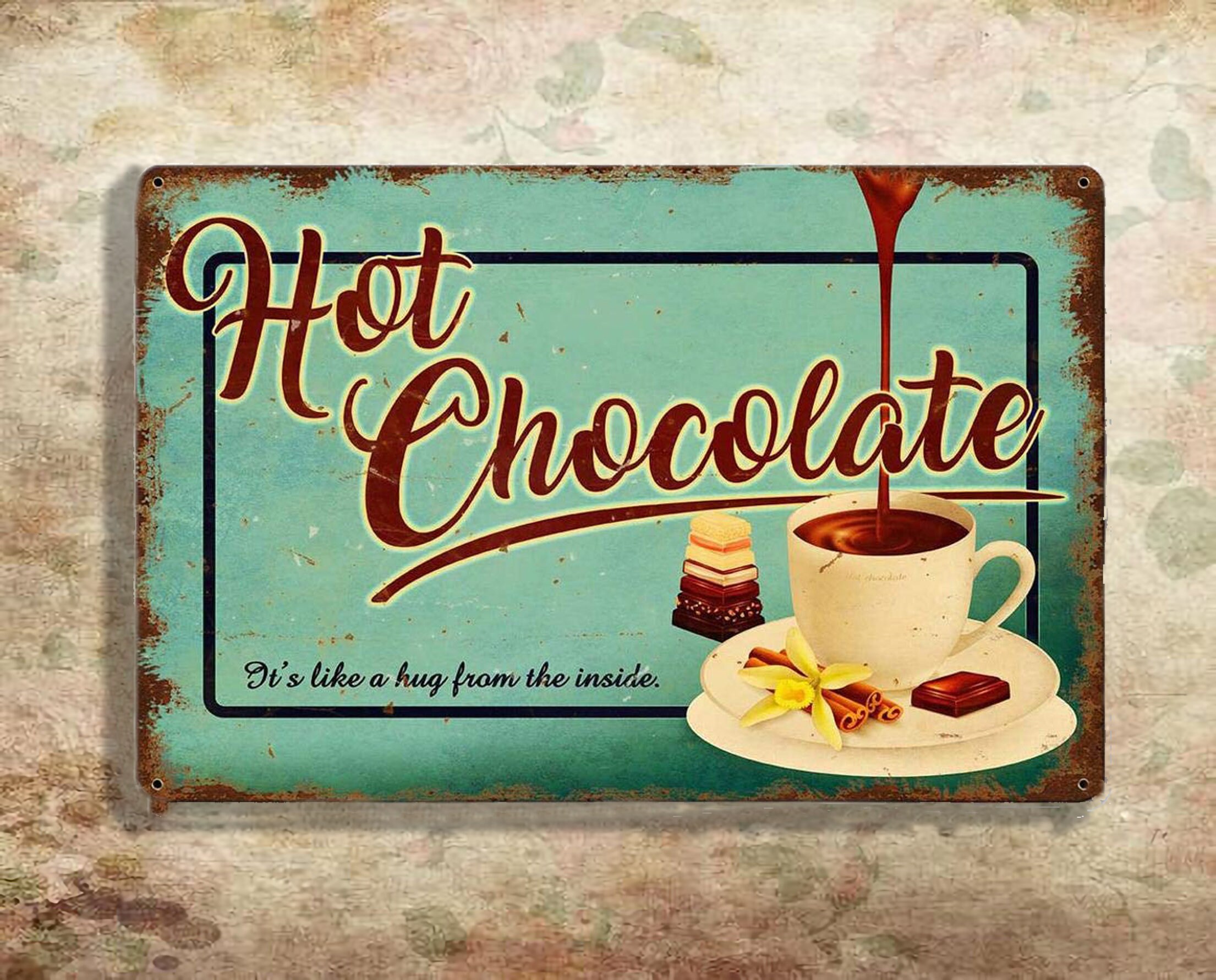 8x12inch Vintage Style Metal Tin Sign Hot Chocolate Metal Tin Etsy