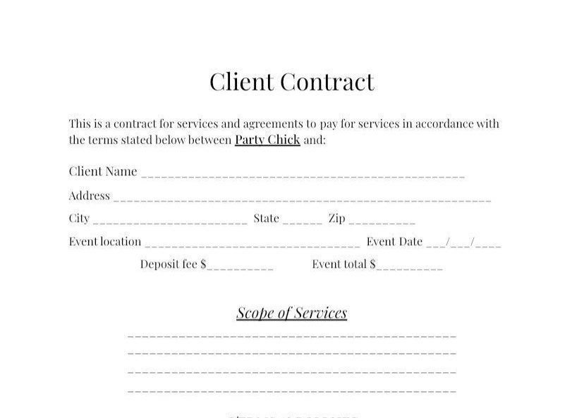 Client contract. Contract sample.