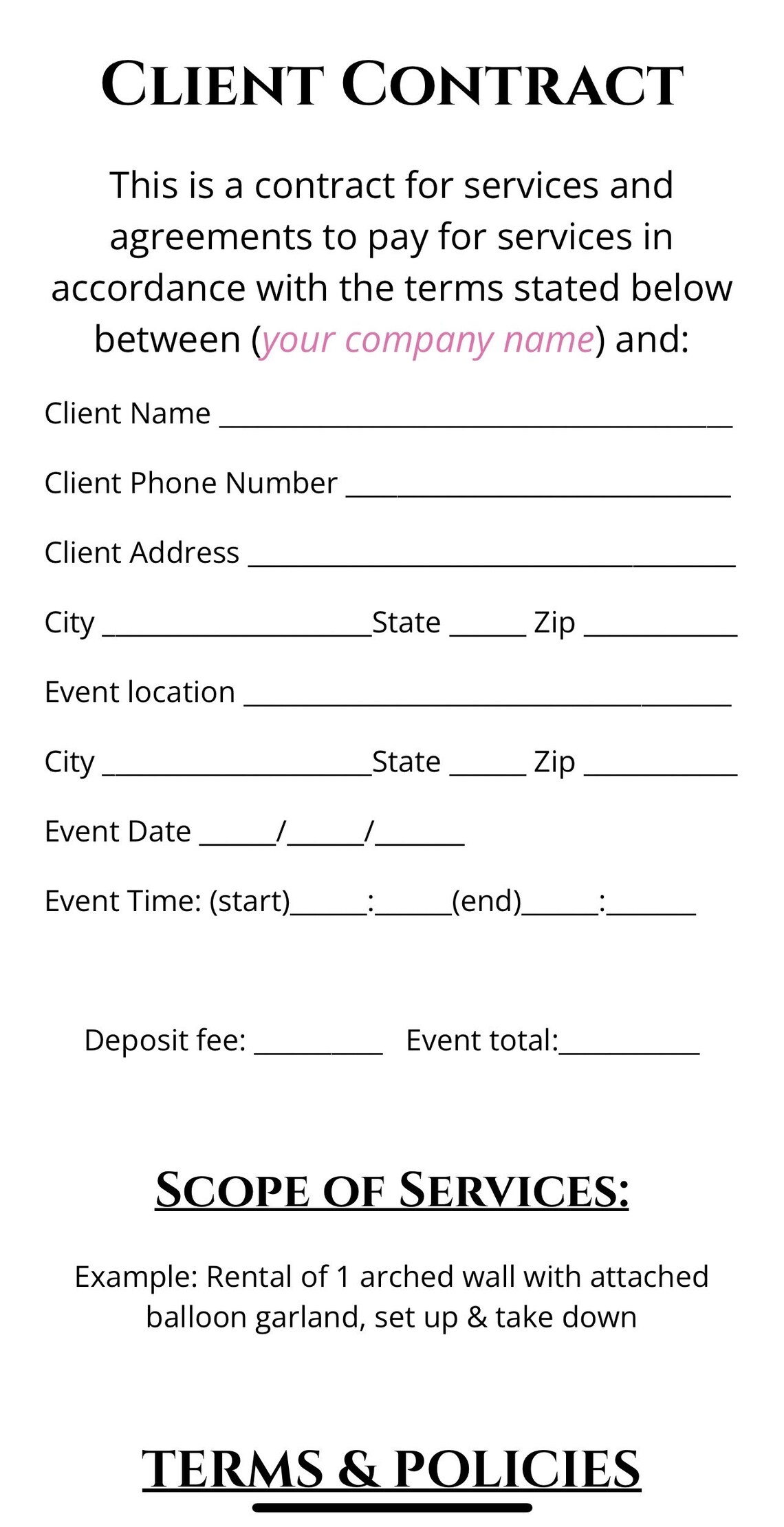 Client Contract SAMPLE TEMPLATE - Etsy