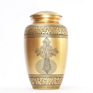 Large Funeral Cremation Urn | Human Ashes Cremation Urn | Symbol of Christianity | Affordable Adult Urn | Jesus Cross