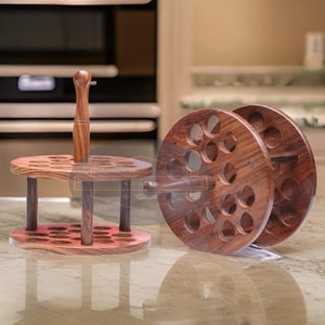 Crochet Hook Holder 15 holes, Wooden Hook Stand Storage, Crochet Hooks Organizer and workstation