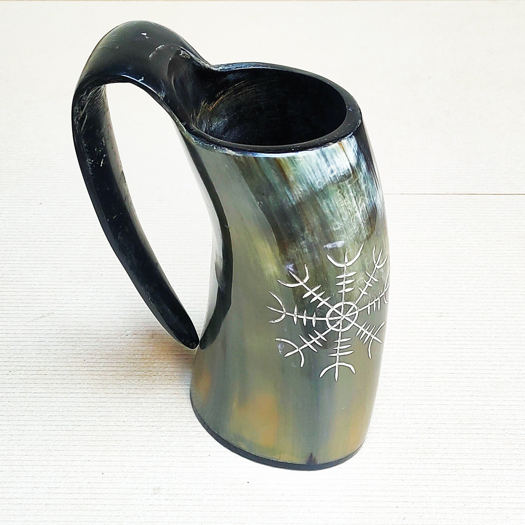 Ox Horn Beer Mug Hand Engraved Viking Horn Cup for Mead Etsy