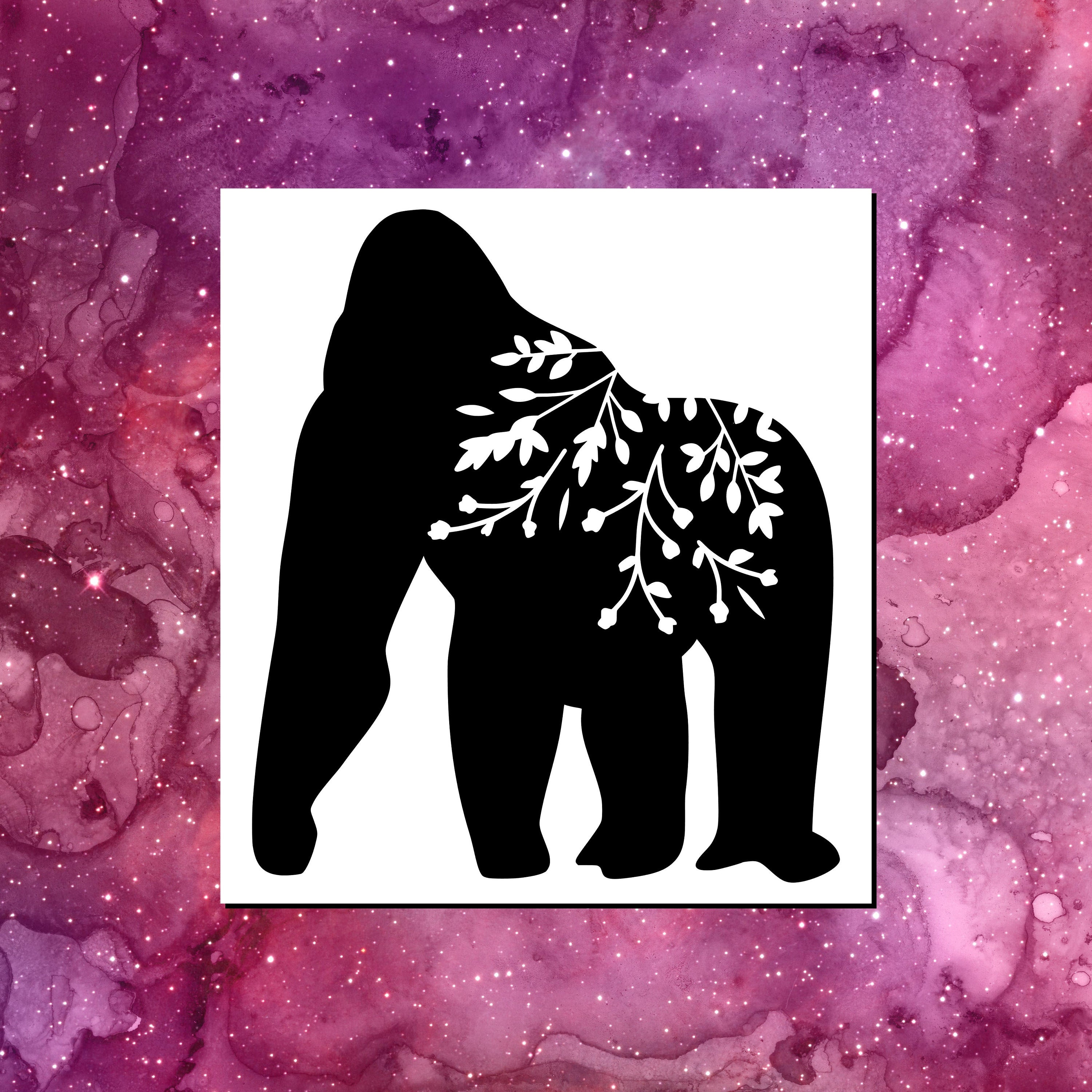 Gorilla sticker Gorilla vinyl sticker Silhouette animals Etsy