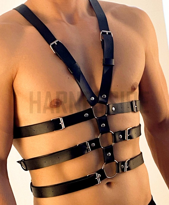 Arnés de cinturón de cintura para hombre / Arnés de gladiador para hombre  Arnés de pecho de cuero para hombre Cinturón de cintura bondage para hombre  Equipo BDSM para hombre Regalo para