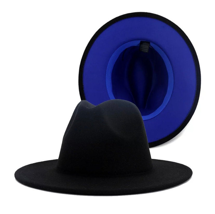 Jackson Black/Blue Fedora Hats Wide Brim Hat | Etsy