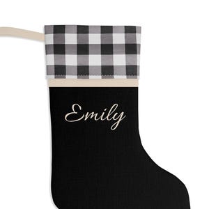 Custom Name Christmas Stocking: Family White Buffalo Plaid Stockings (White or Red)