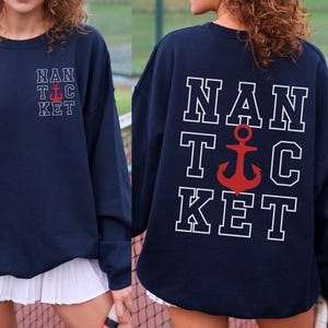 Nantucket Crewneck, Fisherman Aesthetic, Coast Beachy Sweatshirt, Nautical Jumper, Anchor Pullover, Coastal Sweater, Massachusetts Shirt