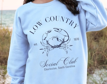 Charleston Crewneck Crab Sweatshirt: Low Country Social Club, Crustacean Sweater