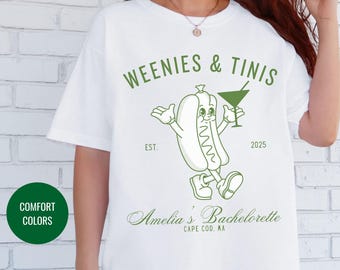 Weenies & Tinis Matching Bachelorette Party - Hot Dog Tee - Cocktail Comfort Color T Shirt - Trendy Y2K Gift - Extra Dirty Martinis
