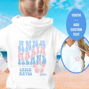Youth Anna Maria Island Hoodie: Trendy Kids Vacation Sweatshirt White