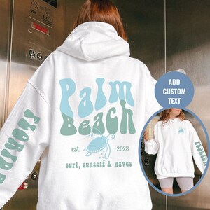 Palm Beach Hoodie | Aesthetic Hoodie | Florida Beach Hoodie | Turtle Hoodie | Trendy Sweatshirt | Back Print