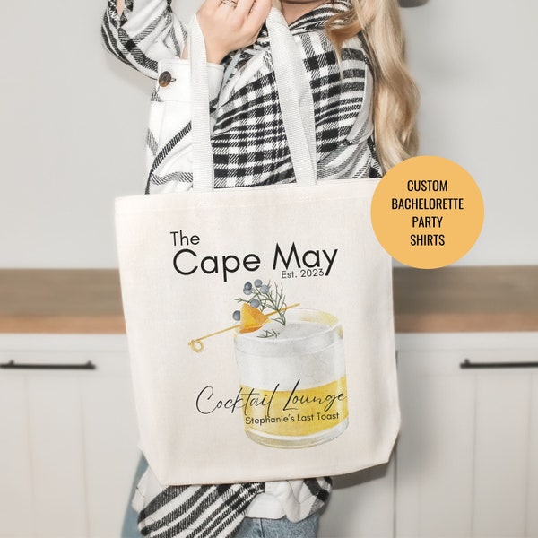 Cape May Tote | Retro Custom Bride Bag | Orange Grove | Gift For Bride | Custom Bachelorette Party | Cocktail Bachelorette Shopping Bags