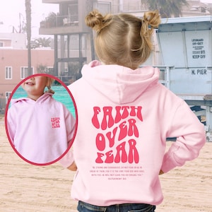 YOUTH - Faith over fear hoodie Cute Christian gifts Trendy Jesus sweatshirt y2k clothing Preppy clothes Christian Aesthetic for Kids
