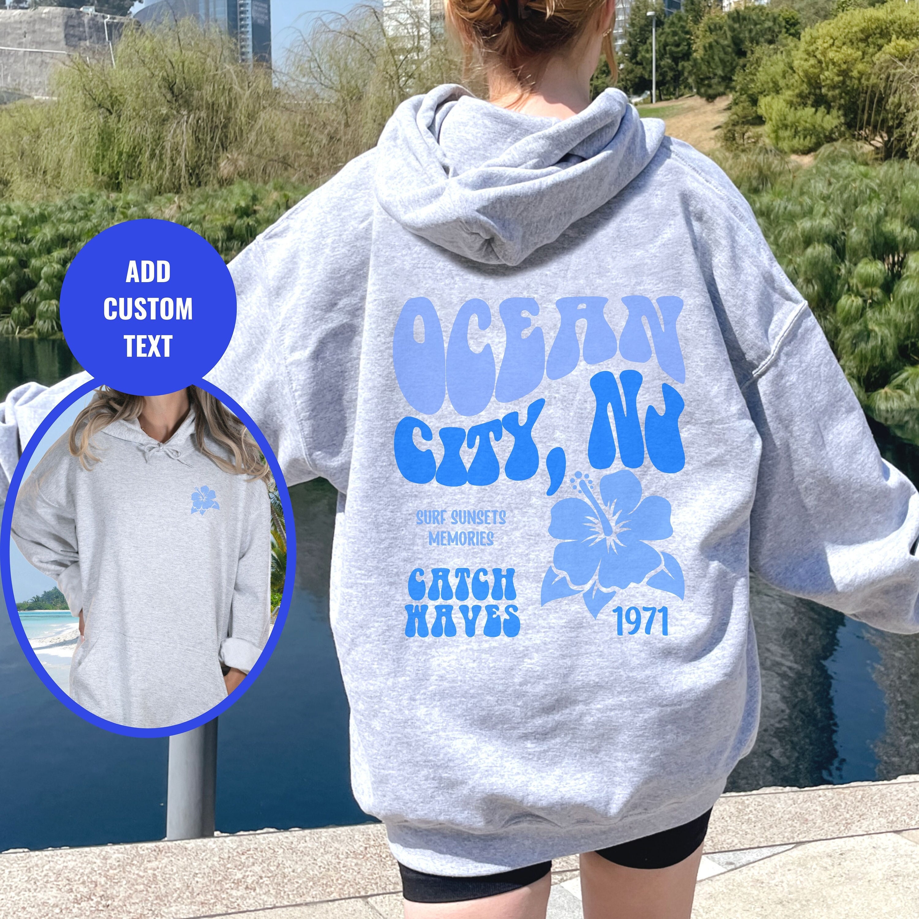 Ocean City NJ Hoodie: Custom Beach Surf Sweatshirt, Spring Break
