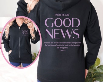 Good News Hoodie | Faith Over Fear Christian Hoodie Bible Verse | Aesthetic Christian Sweatshirts | Church Hoodie | Trendy Hoodie