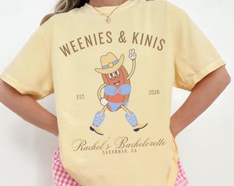 Western Weenies & Kinis Matching Bachelorette Party - Hot Dog T-shirts - Summer Comfort Color T Shirt - Cowgirl Bikini Tee - BBQ Theme