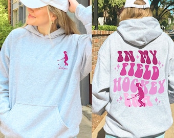 Field Hockey Hoodie: Oversized Preppy Style, Teen Girl Gift, Custom Name Sweatshirt gift for Mom