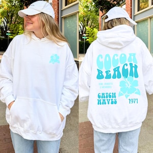 Cocoa Beach Sweatshirt (2 sided) Trendy sweatshirt, , Respect the ocean, Save the ocean, Preppy hoodie, Surfer , trendy y2k clothes