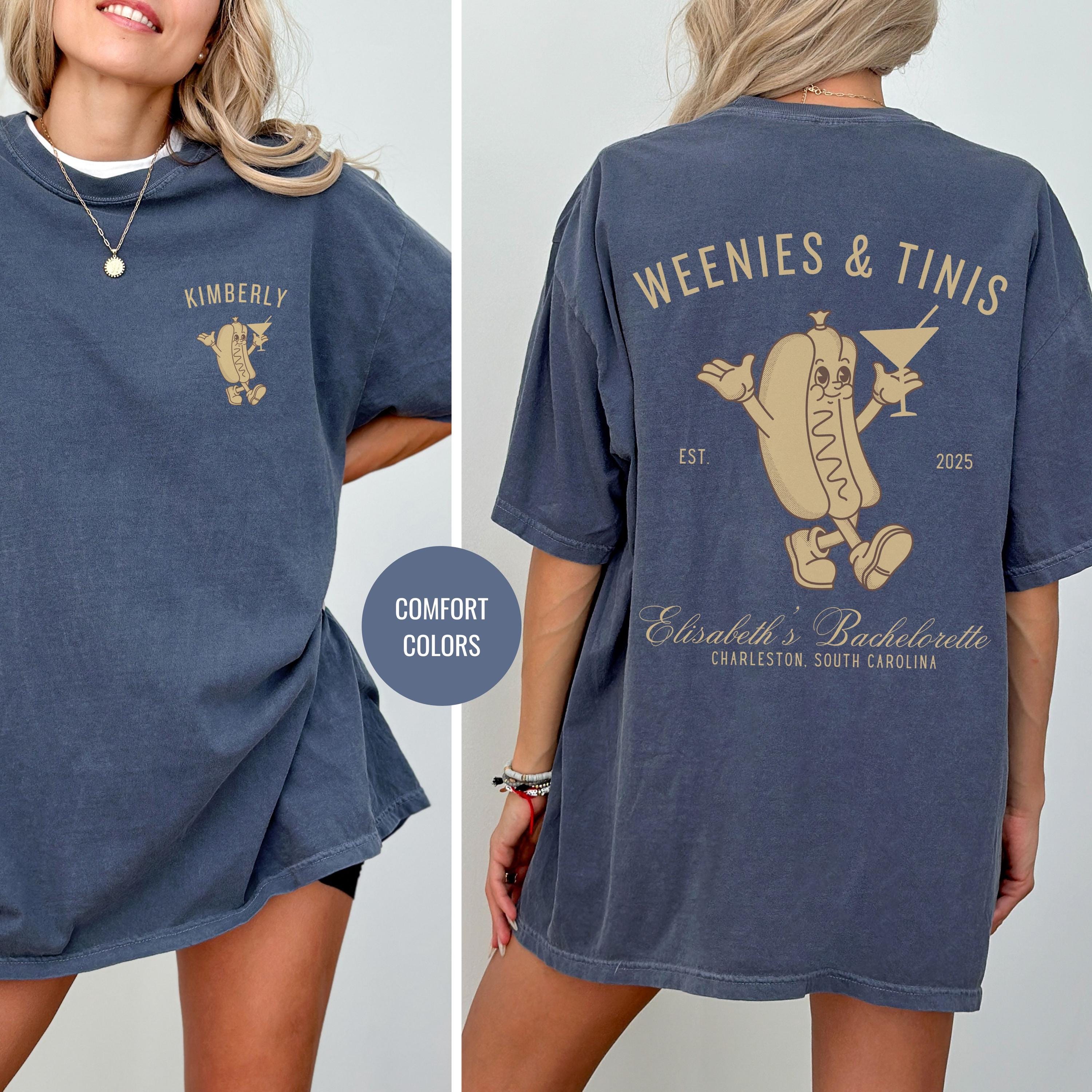 Weenies & Tinis Matching Bachelorette Party - Hot Dog T-shirts - Cocktail Comfort Color Trendy Y2K Gift - Extra Dirty Martinis Back Print