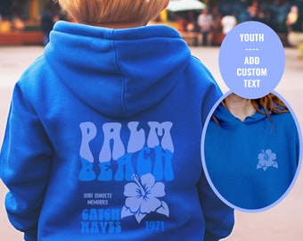 YOUTH - Surf hoodie Palm Beach hoodie, Trendy Ocean Beach hoodies for kids, Summer clothes, y2k hoody, Best friend gift, Matching shirt