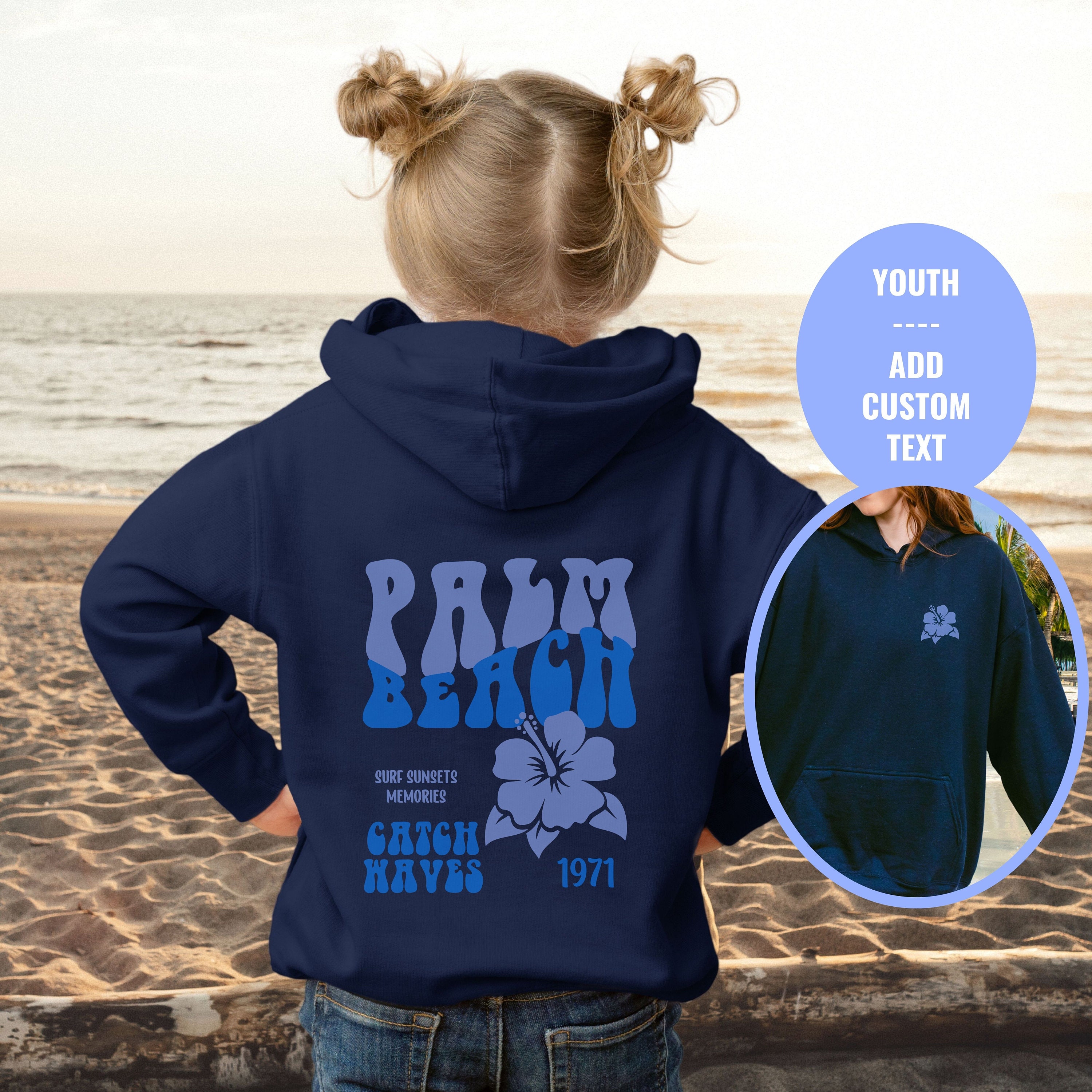 Sweat à Capuche Miami Beach Floride - Motif Palmier, été, Vacances - Coupe Classique, Style Décontracté - 11