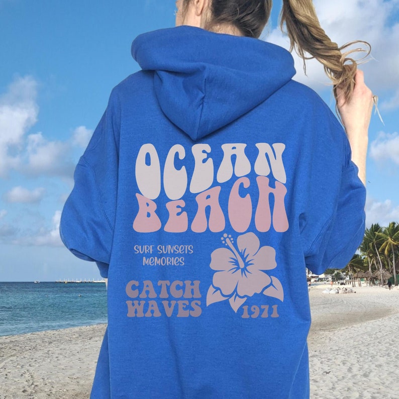 White Ocean Beach Hoodie Aesthetic Hoodie Trendy Sweatshirt - Etsy