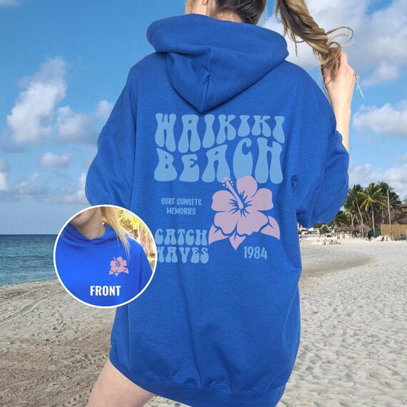 Waikiki Beach Hoodie 2 Sided Design Ocean Beach Hoodie - Etsy Norway