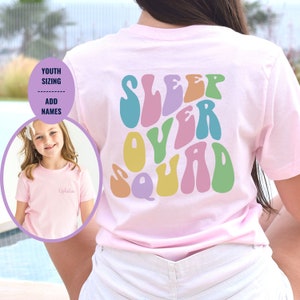 YOUTH - Custom Sleepover Gift for Daughter | Pajama Party | Girls Unicorn Birthday Party | Teen Birthdays | Sleepover Squad Graphic T Shirts