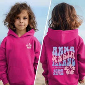 Youth Anna Maria Island Hoodie: Trendy Kids Vacation Sweatshirt Heliconia