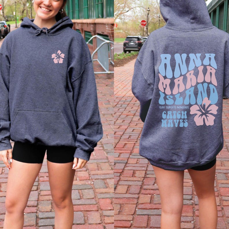 Youth Anna Maria Island Hoodie: Trendy Kids Vacation Sweatshirt Dark Heather
