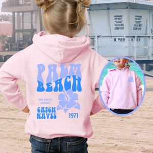 YOUTH - Surf hoodie Palm Beach hoodie, Trendy Ocean Beach hoodies for kids, Summer clothes, y2k hoody, Best friend gift, Matching shirt
