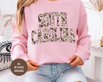 South Carolina Sweatshirt: Custom Camo Letters Hoodie | Unisex 50 States Sweatshirt