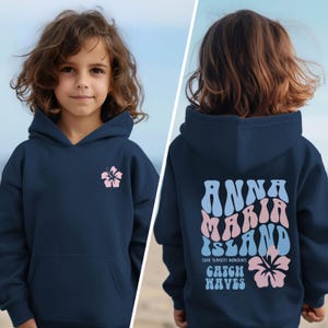 Youth Anna Maria Island Hoodie: Trendy Kids Vacation Sweatshirt Navy