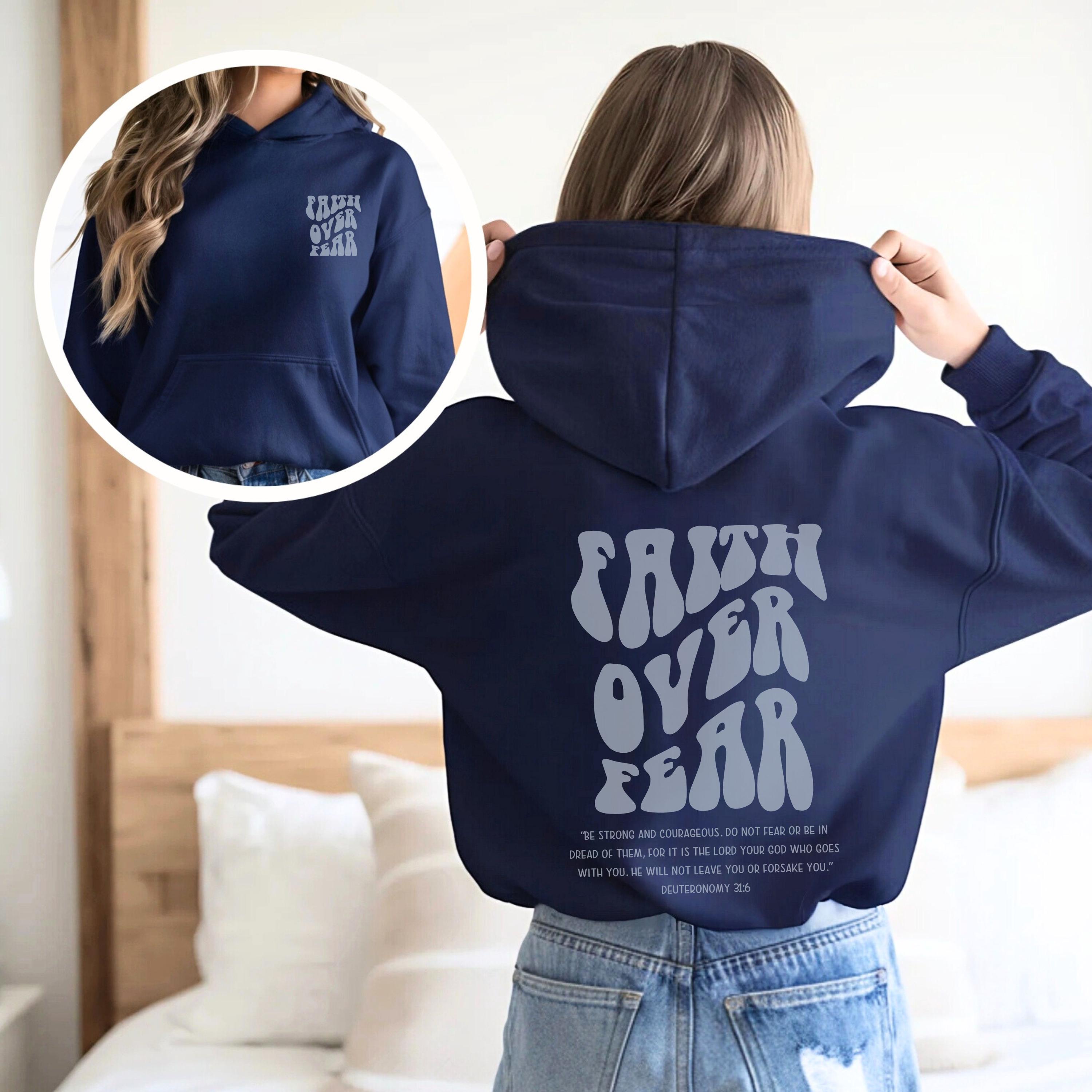 Faith Over Fear Hoodie: Teen Baptism Gifts, Christian Y2K 