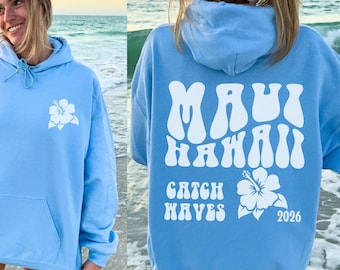Custom Maui Hoodie: Coconut Girl Y2K Beach Sweatshirt, Honeymoon Gift for Bride Groom, Adult Unisex
