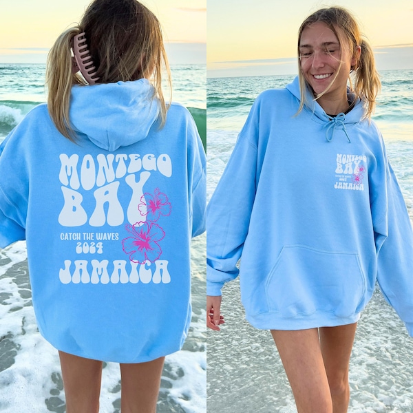 Montego Bay Hoodie, Coconut Girl Aesthetic, Honeymoon, Jamaica Surf Sweatshirt, Caribbean Beach Hoodies, Matching Family Vacation Shirts