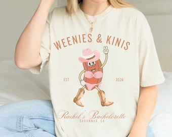 Cowgirl Weenies & Kinis Matching Bachelorette Party - Hot Dog T-shirts - Summer Comfort Color T Shirt - Boots Bikini Tee - BBQ Theme